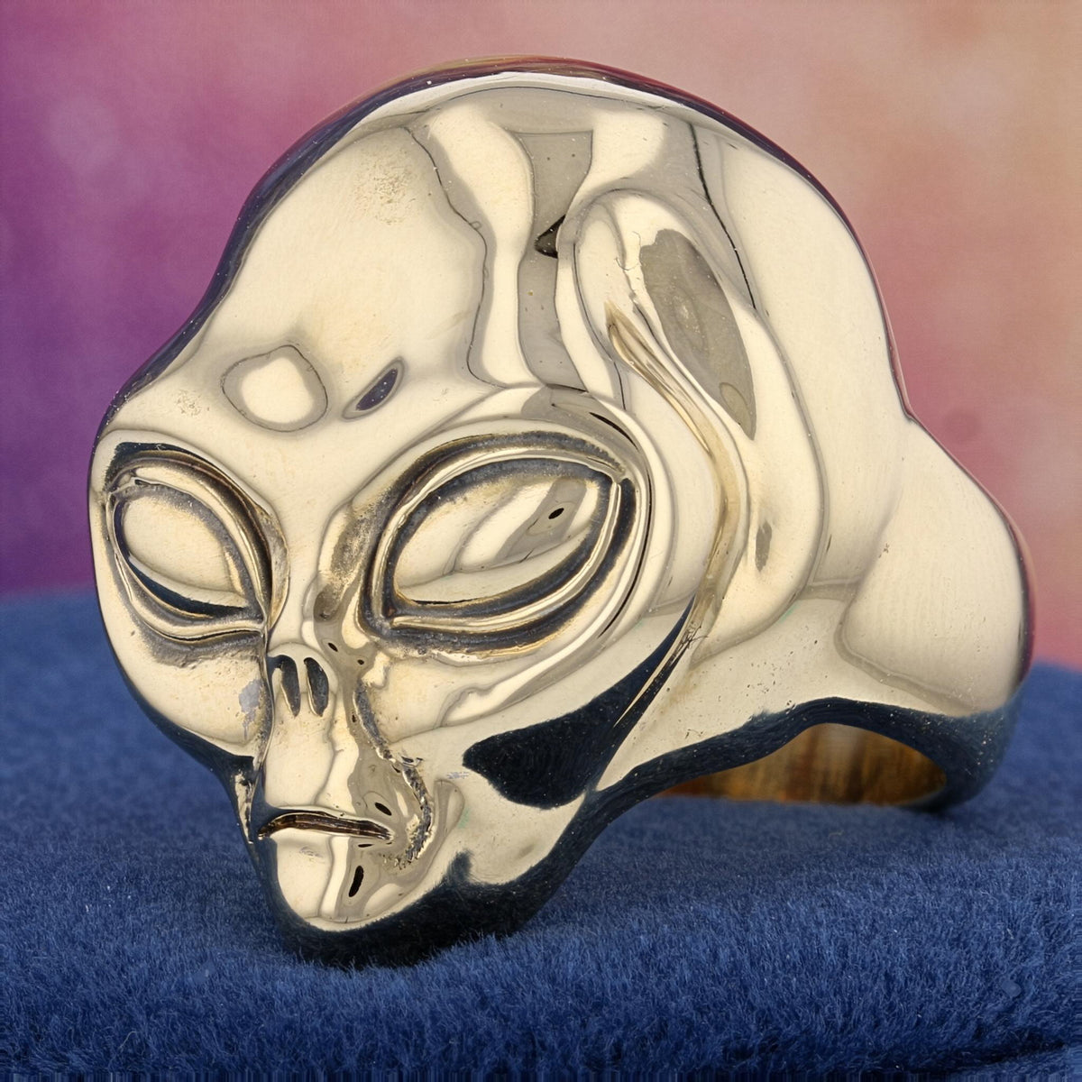 Gold Alien Head Ring