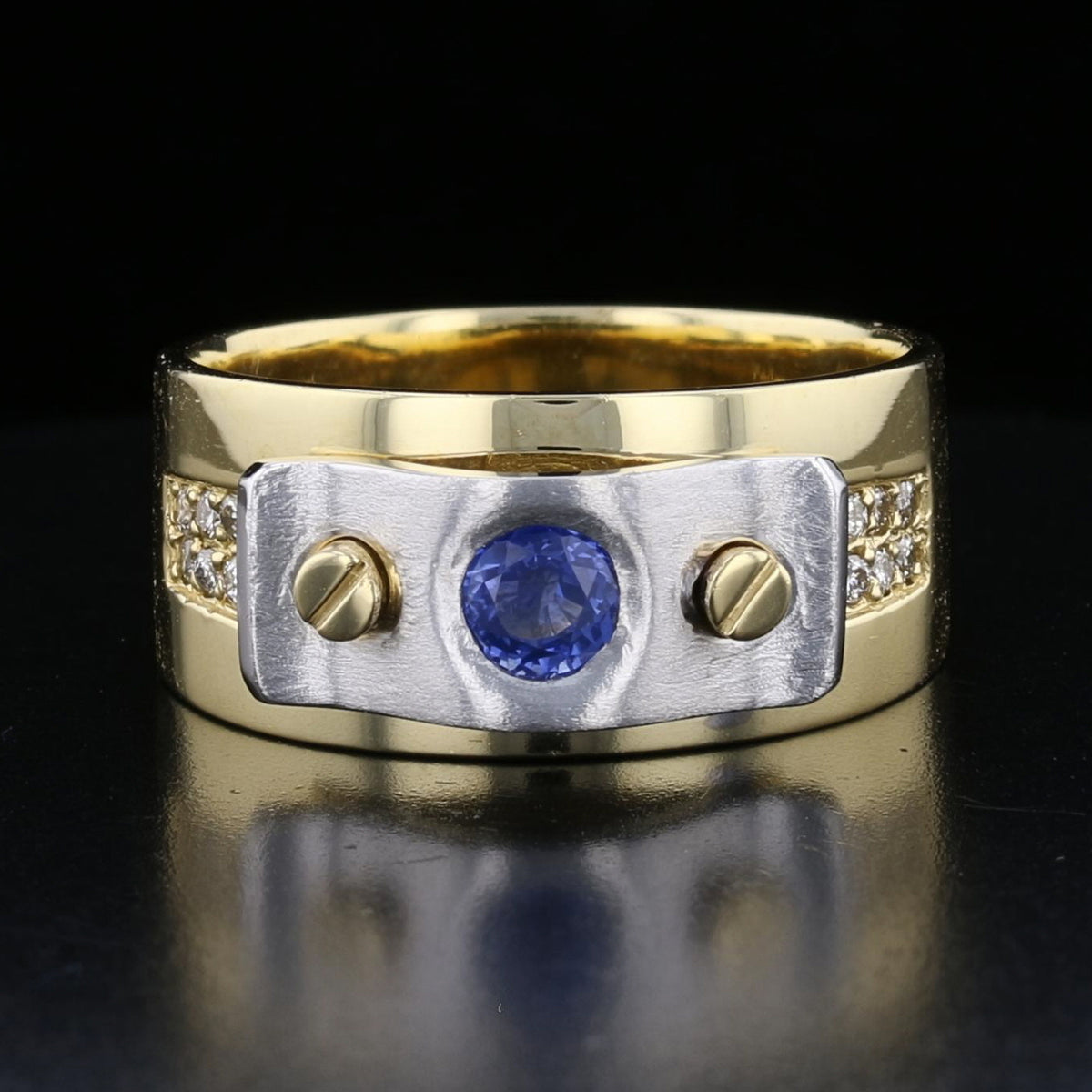 14K Yellow and White Gold Sapphire and Diamond Ring