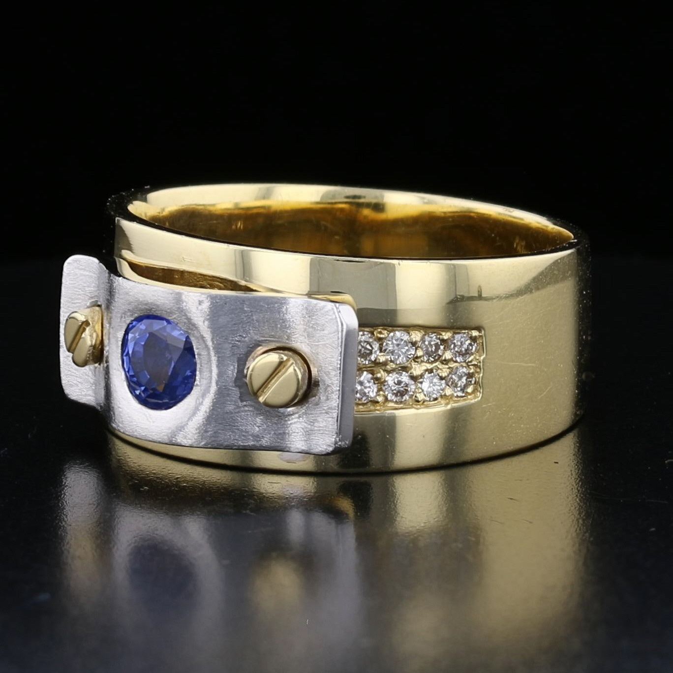 14K Yellow and White Gold Sapphire and Diamond Ring - David's Antiques & Jewelry