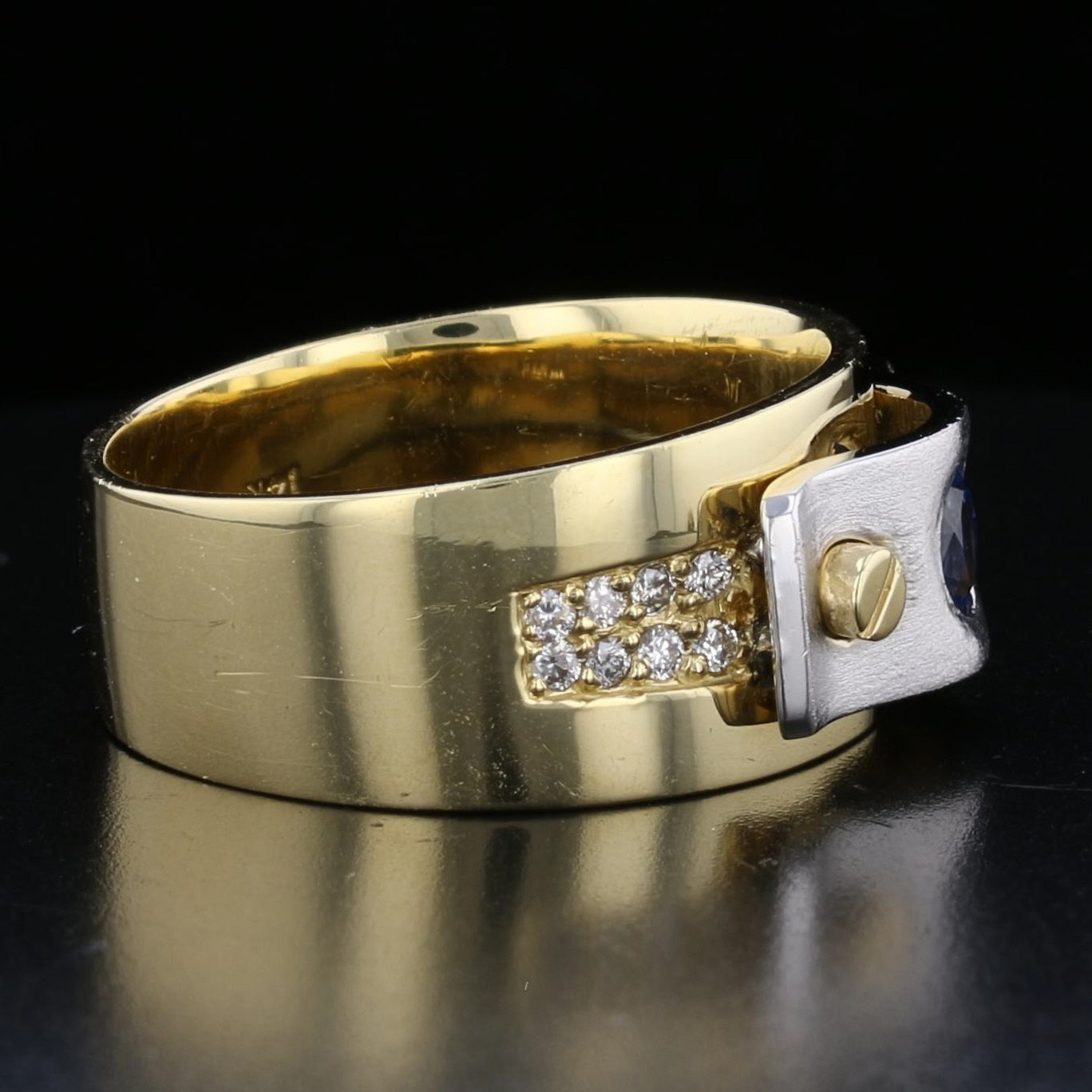 14K Yellow and White Gold Sapphire and Diamond Ring - David's Antiques & Jewelry