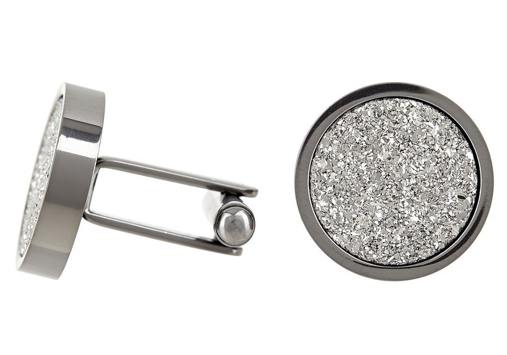 Silver Drusy Quartz Cufflinks