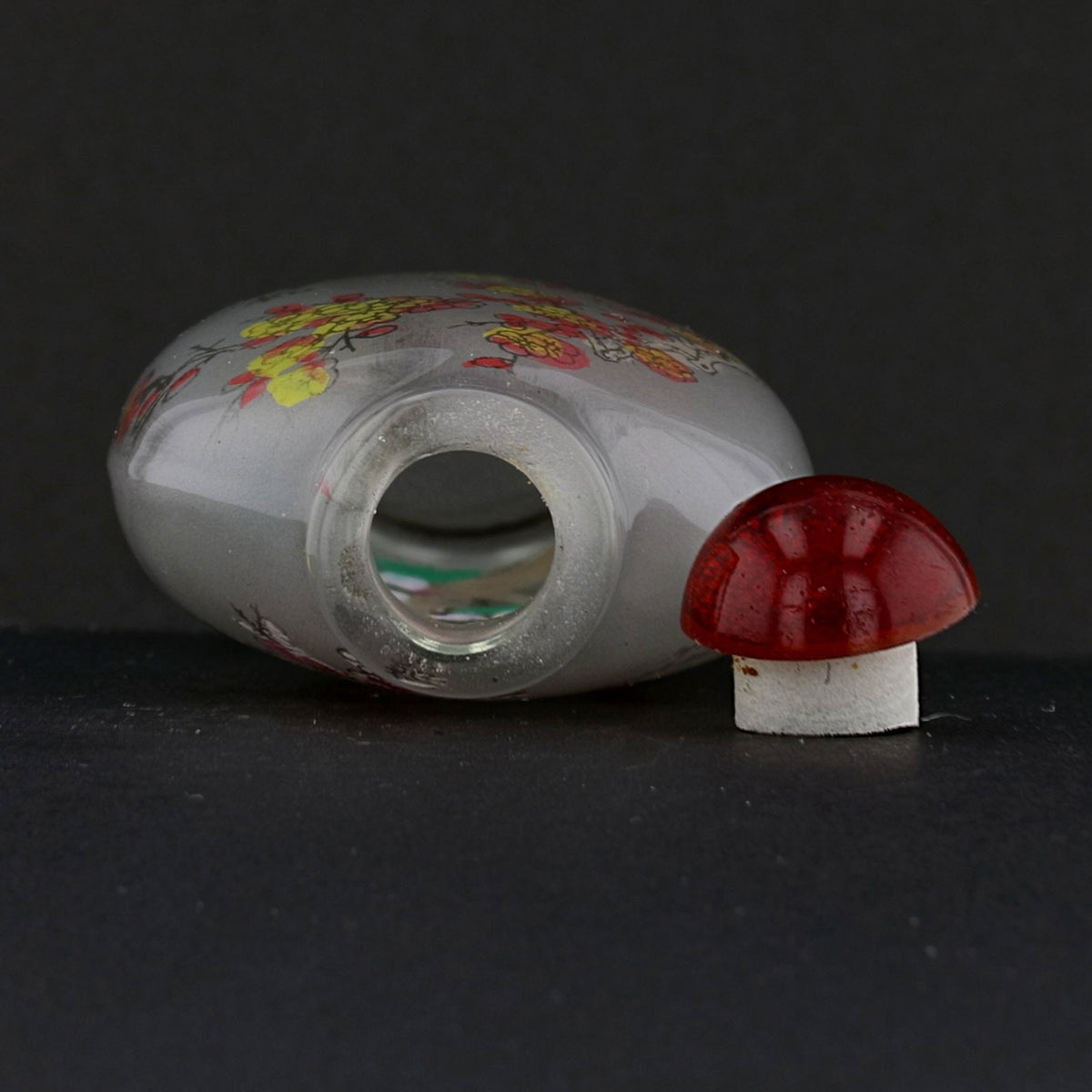 Antique Hand-Painted Inside Glass Snuff Bottle – Floral and Nature Scene