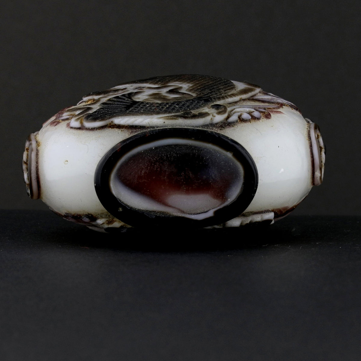 Antique Chinese Snuff Bottle with Hand Embossed Designs