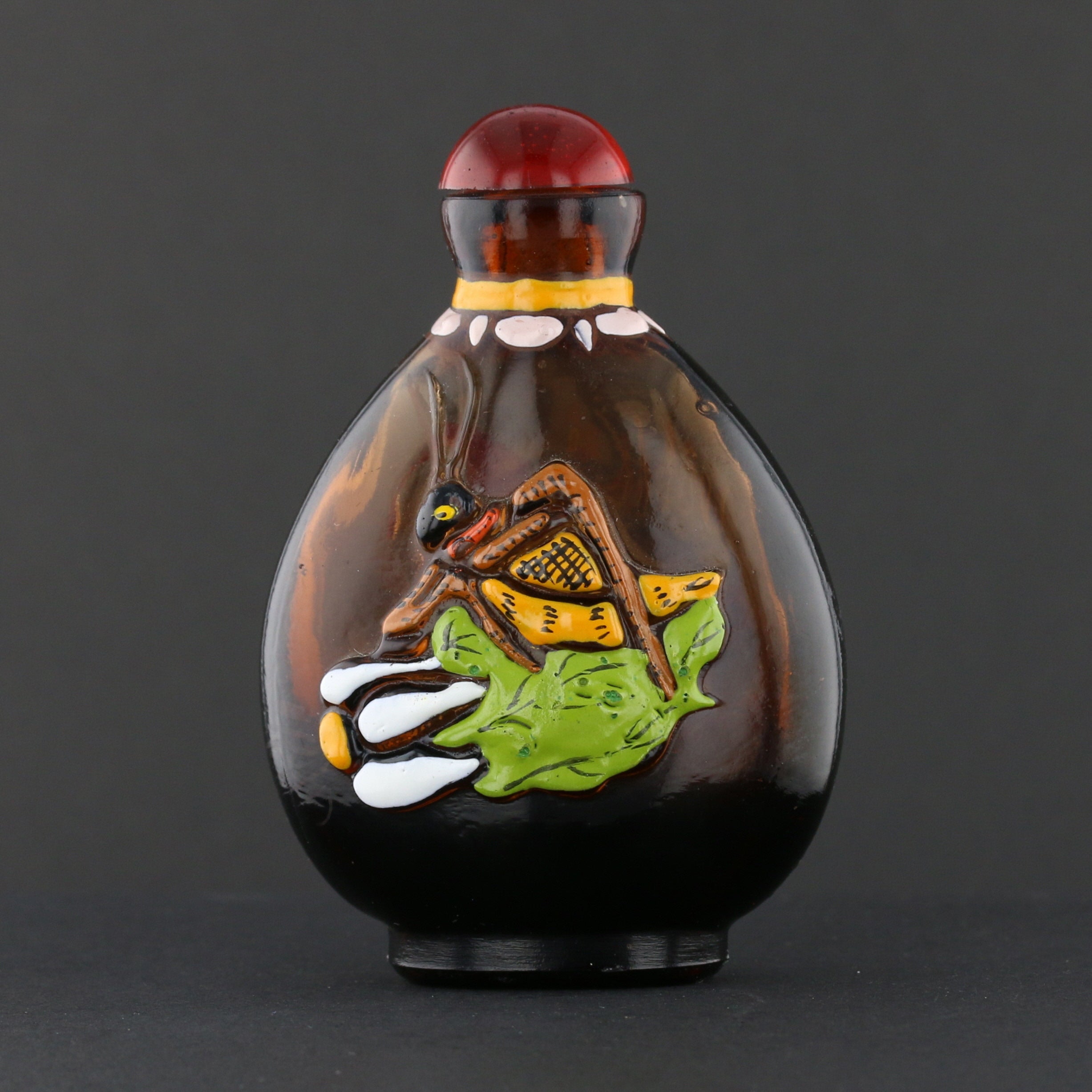 Antique Chinese Wood Double-Gourd Snuff Bottle with Scrimshaw