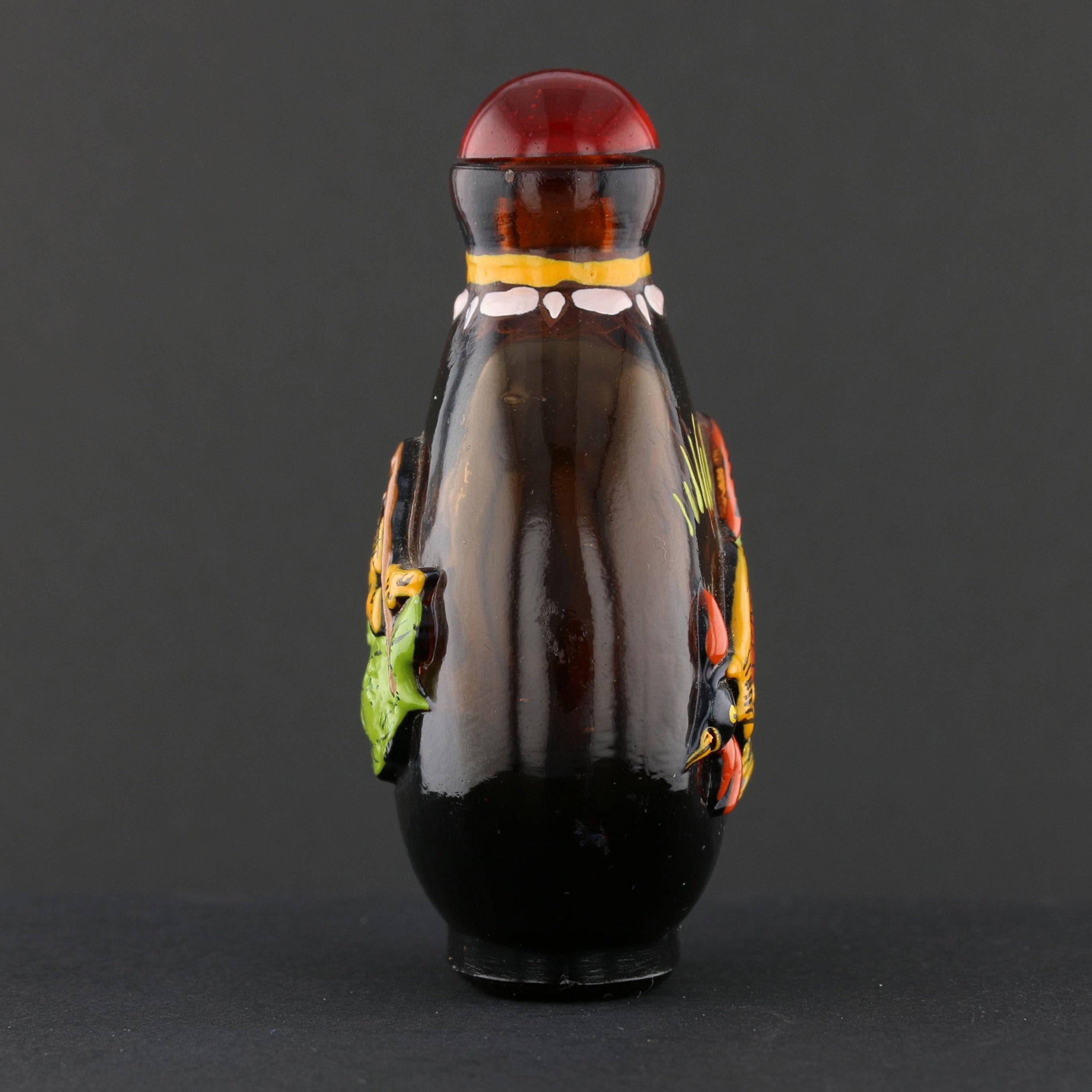 Antique Chinese Wood Double-Gourd Snuff Bottle with Scrimshaw