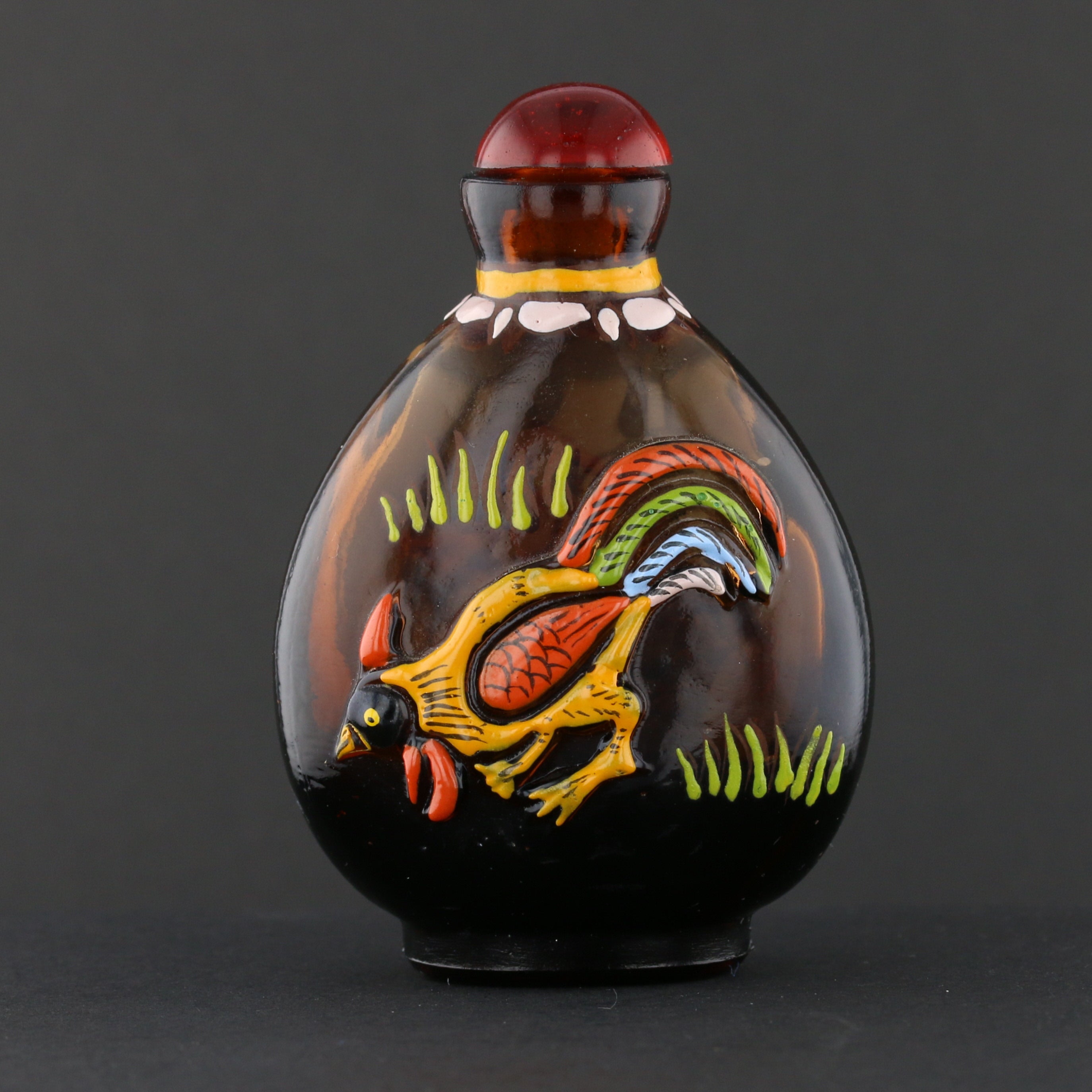 Antique Chinese Wood Double-Gourd Snuff Bottle with Scrimshaw