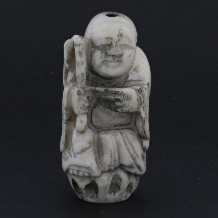Antique Netsuke - Hand-Carved Monk Figurine