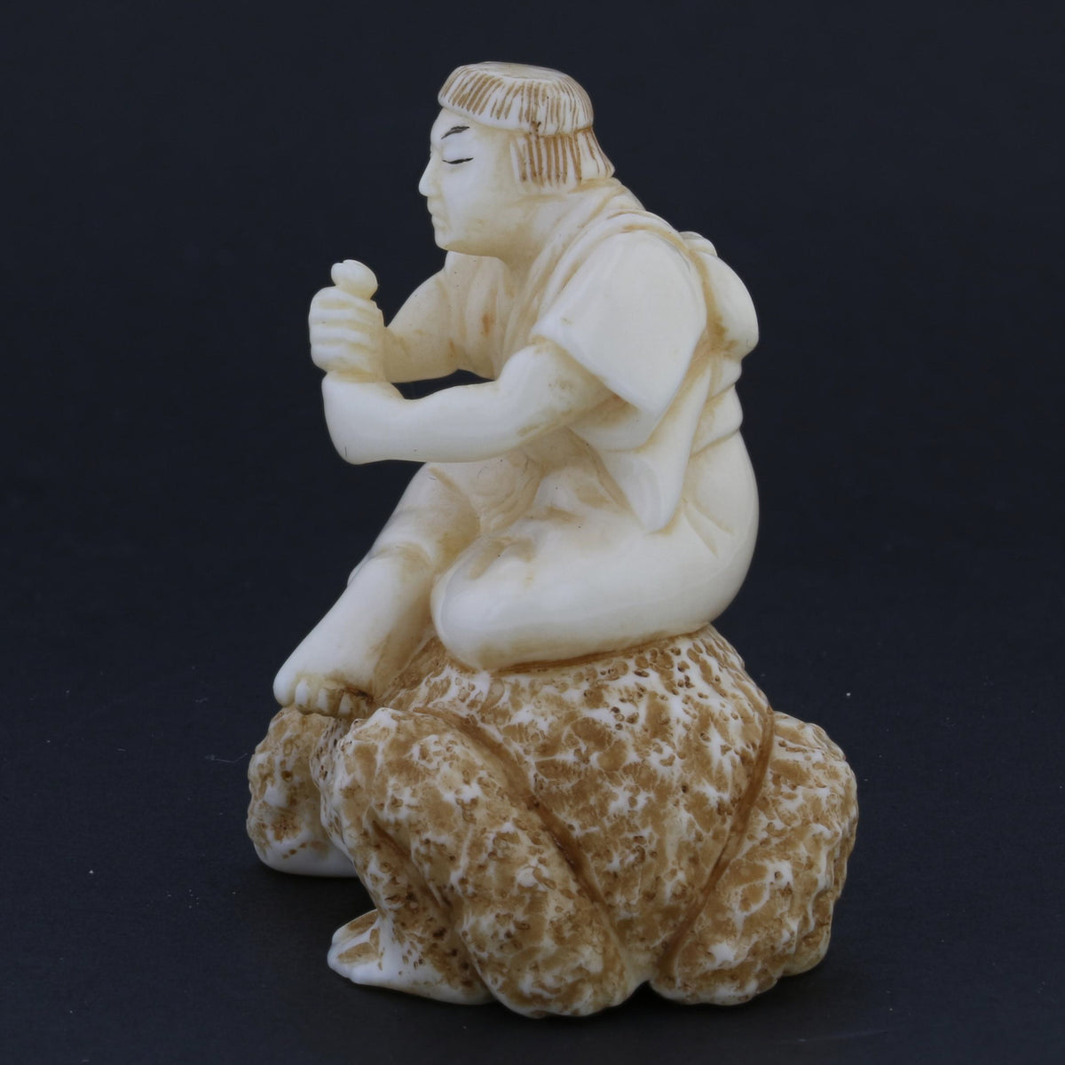 Antique Netsuke Carving – Man Riding a Toad