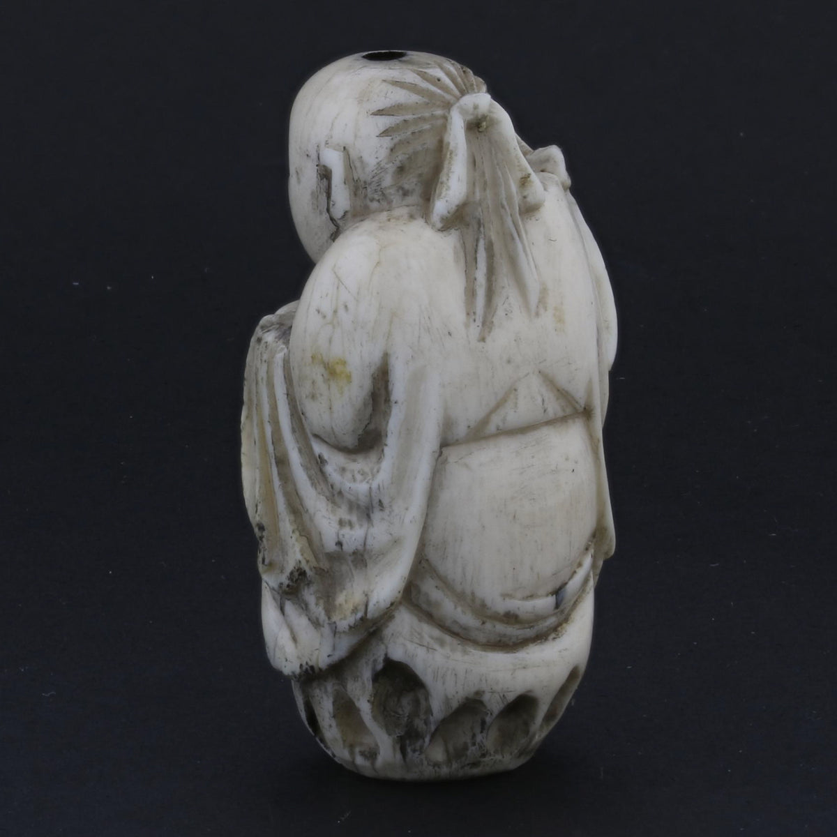 Antique Netsuke - Hand-Carved Monk Figurine