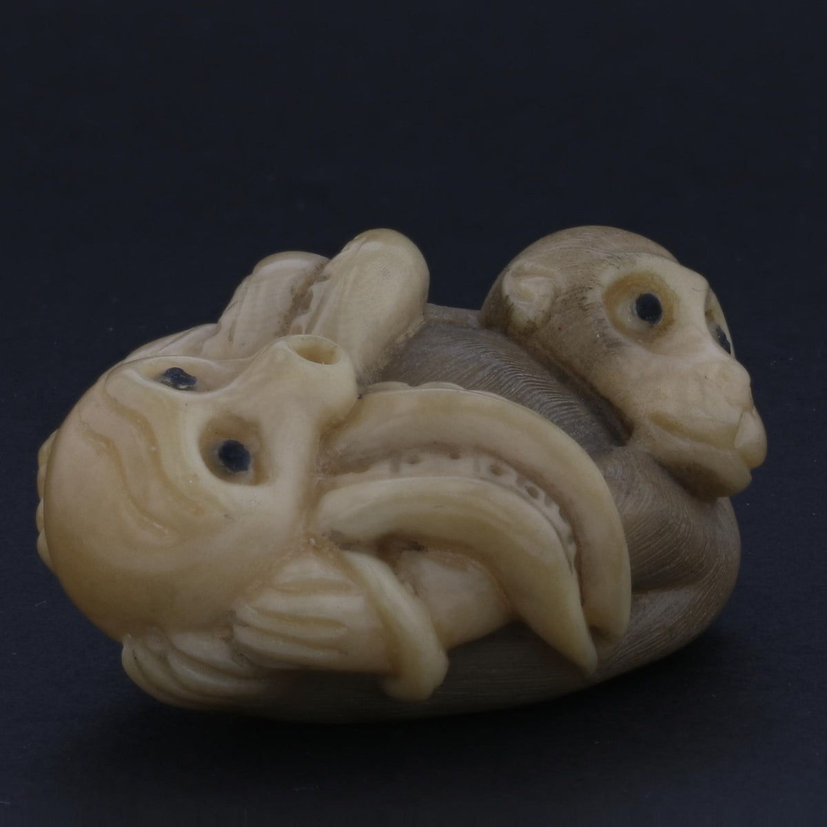 Antique Netsuke - Hand-Carved Monkey Figurine