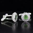 Handcrafted Sterling Silver Sunburst Cufflinks Featuring VooDooStone - David's Antiques & Jewelry