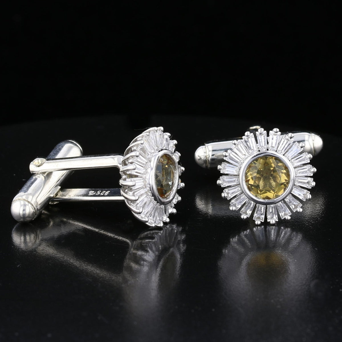 Sun Burst Halo VooDooStone Sterling Silver Cufflinks