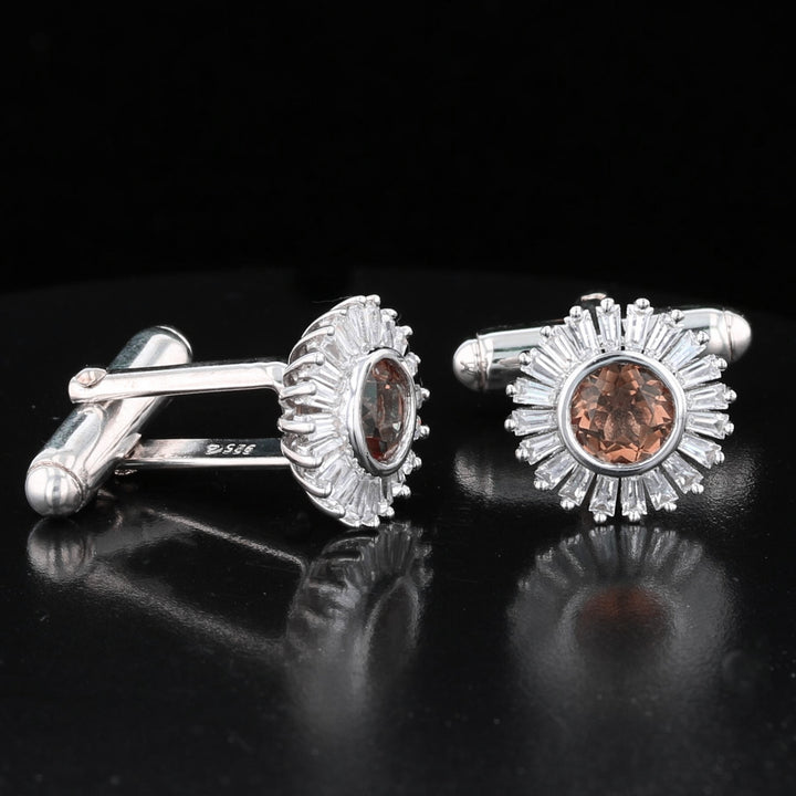 Sun Burst Halo VooDooStone Sterling Silver Cufflinks