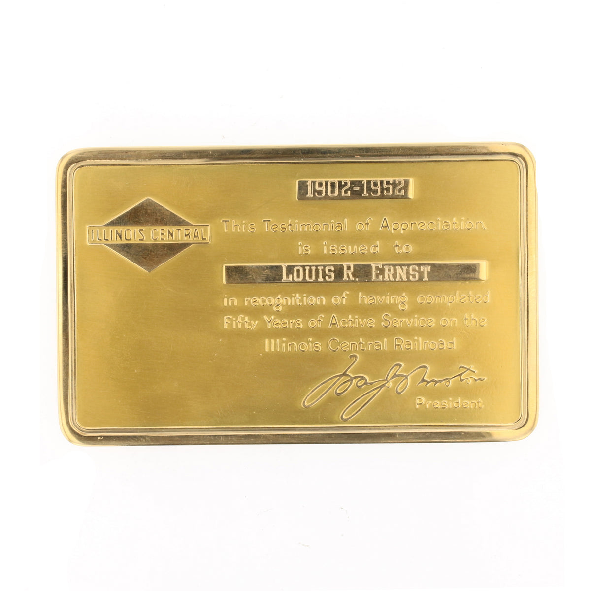 Illinois Central Appreciation Gold Card