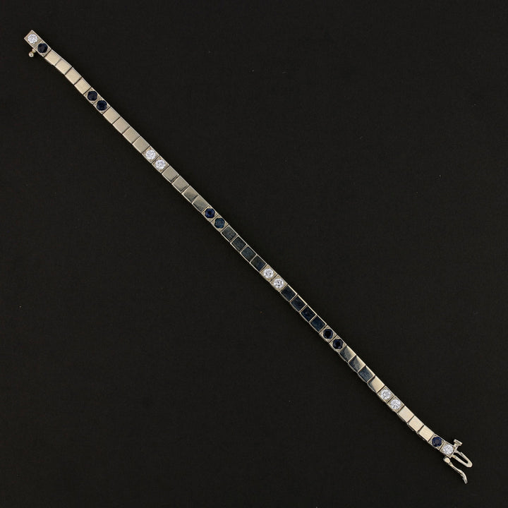 Elegant White Gold Diamond & Sapphire Bracelet