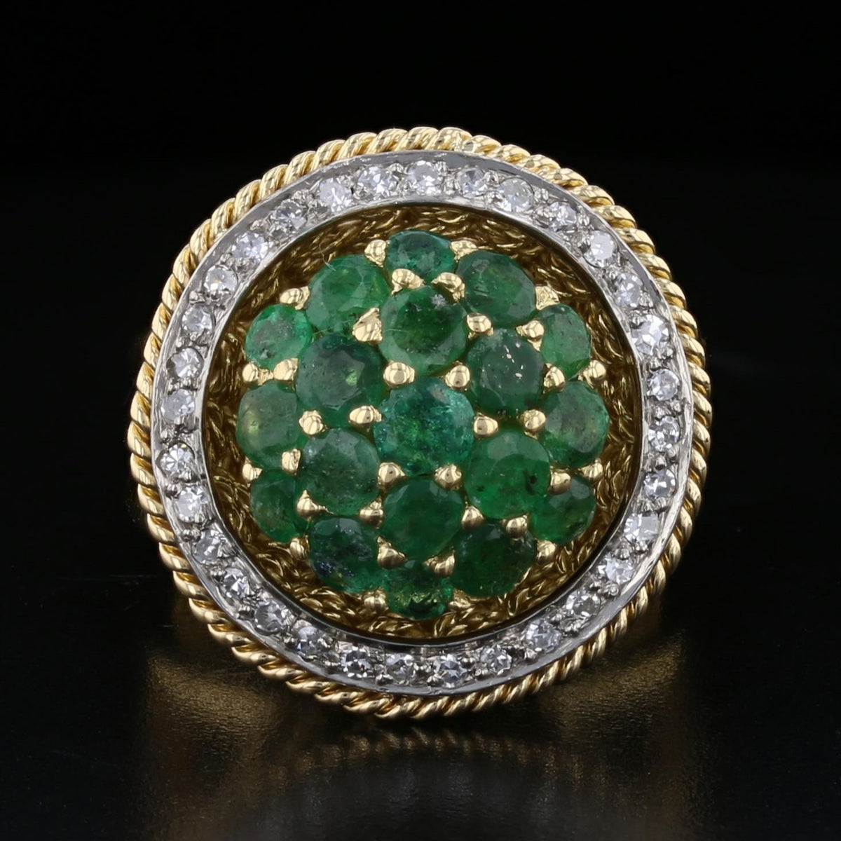 Diamond, Emerald Gold Ring.