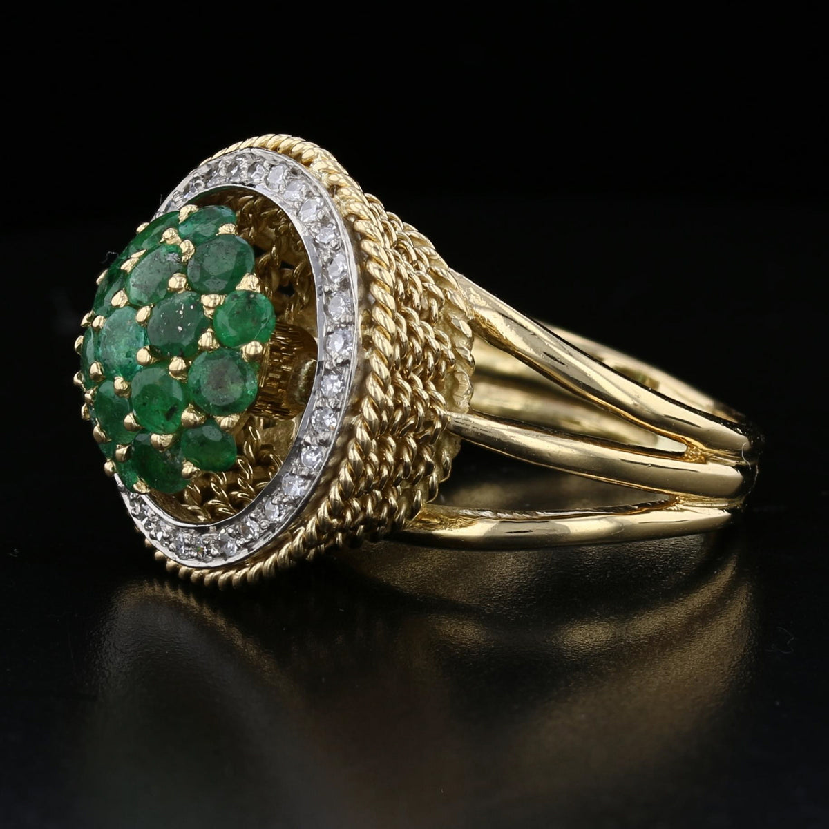 Diamond, Emerald Gold Ring.