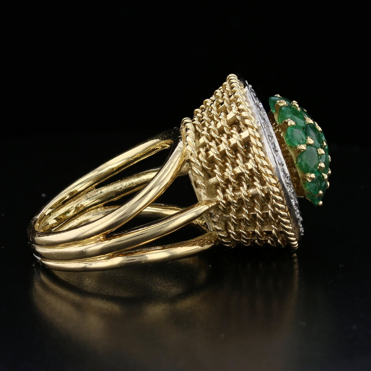 Diamond, Emerald Gold Ring.