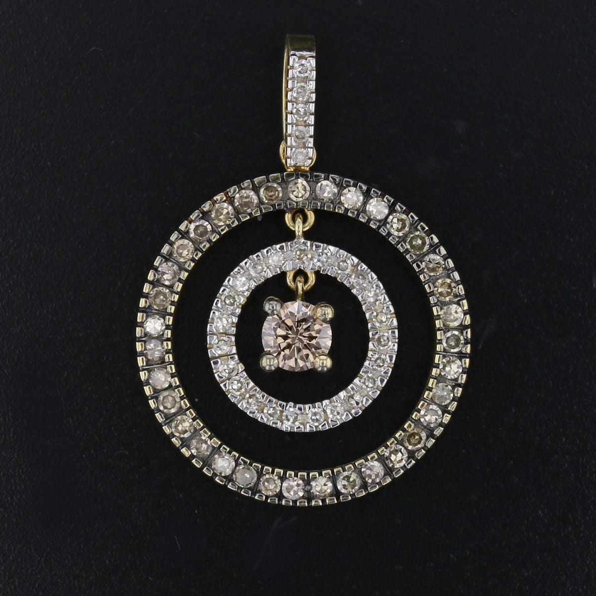 14K Yellow Gold Champagne Diamond Pendant