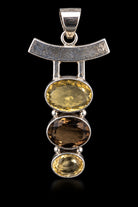 Citrine and smoky quartz sterling silver pendant, second view. Item 890265.