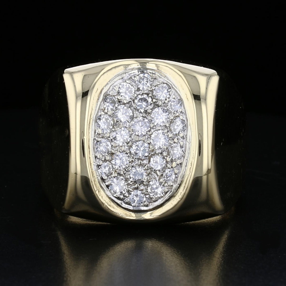 Vintage 14K Yellow Gold Men Diamond Cluster Ring