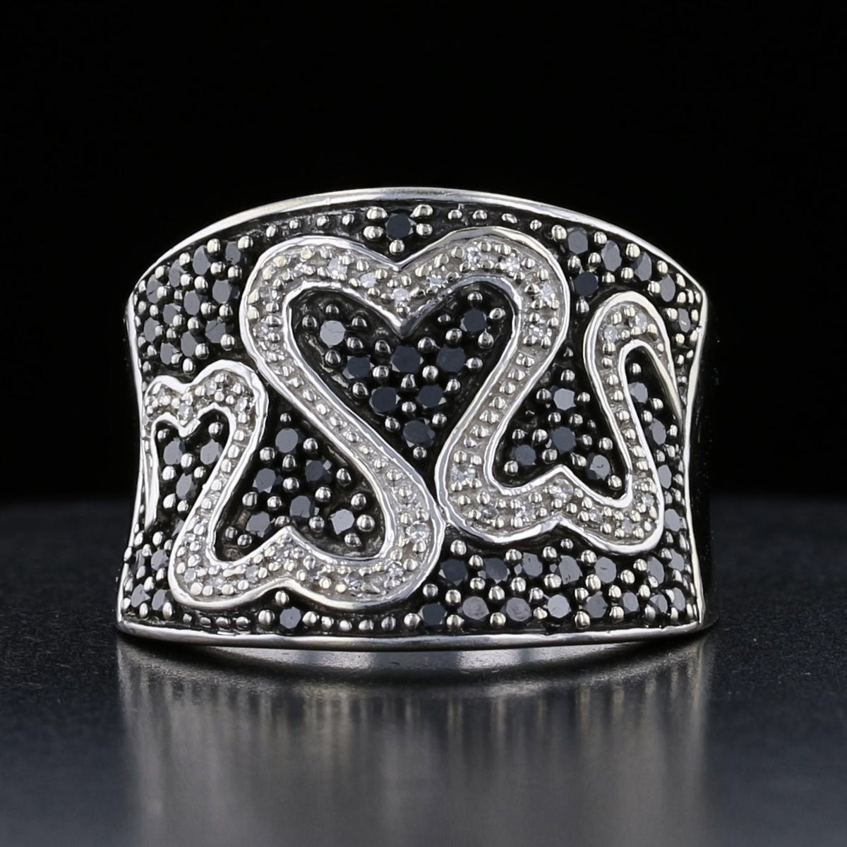 Black Diamond and Diamond Gold Ring