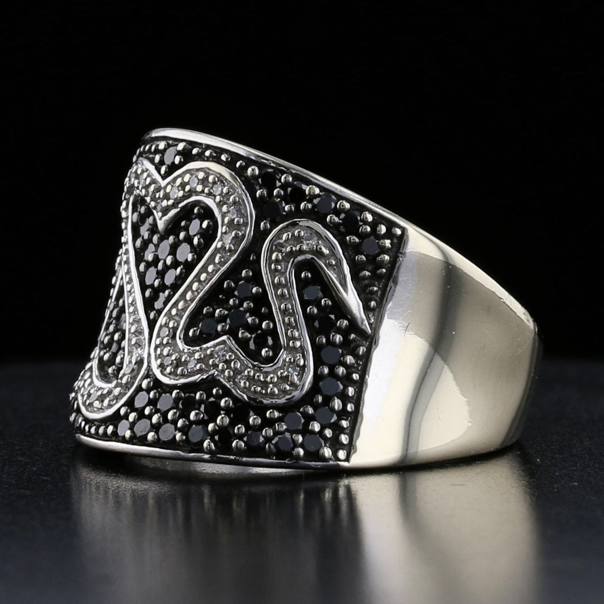 Black Diamond and Diamond Gold Ring