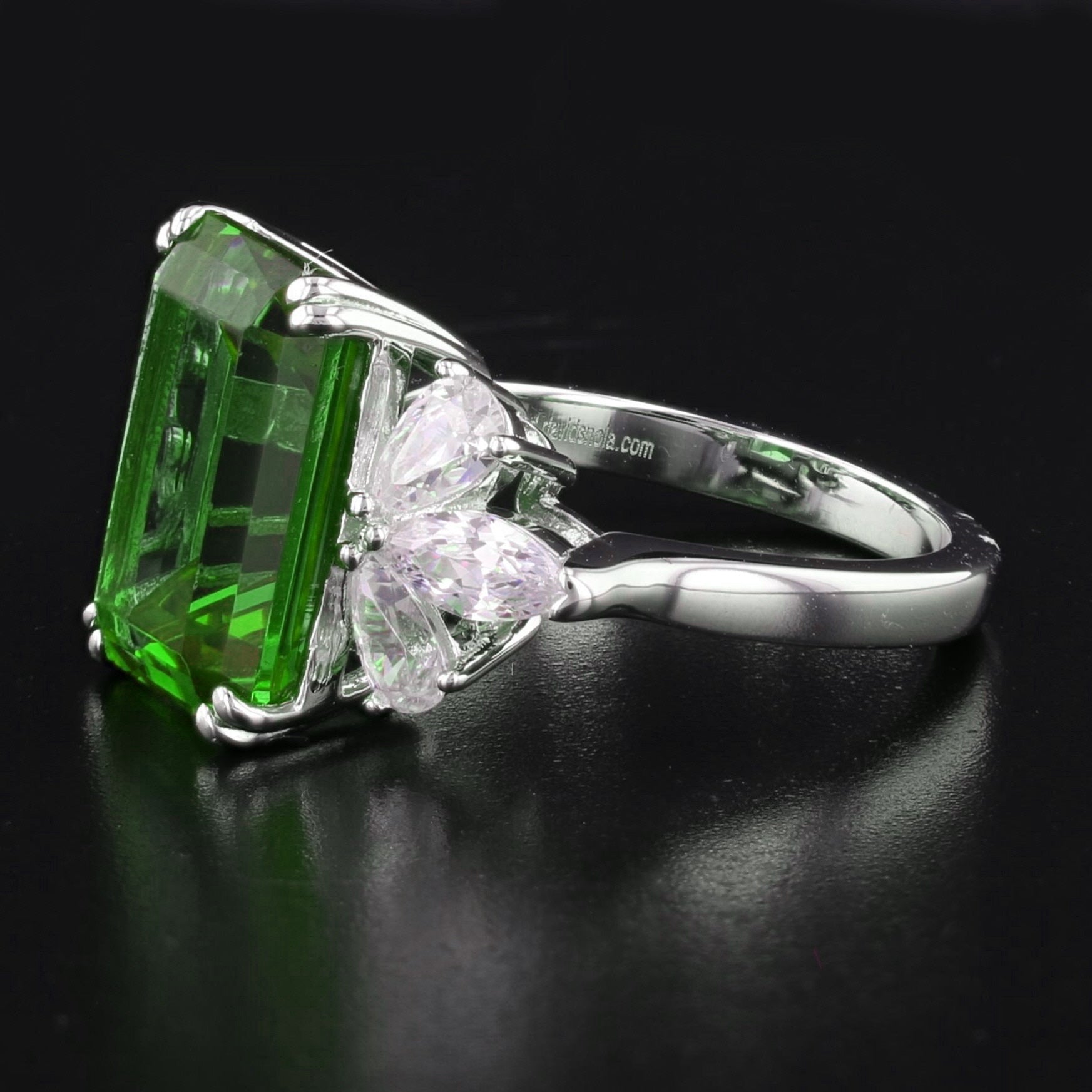 VooDooStone Emerald Cut Sterling Silver Ring with Side CZ - David's Antiques & Jewelry