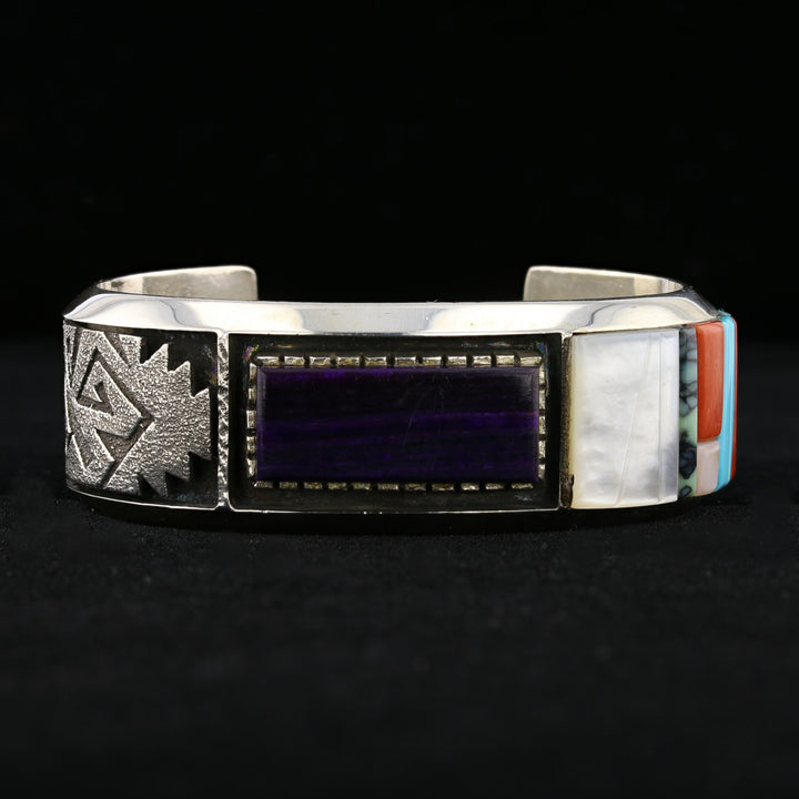 Vintage Stone Inlay Silver Cuff