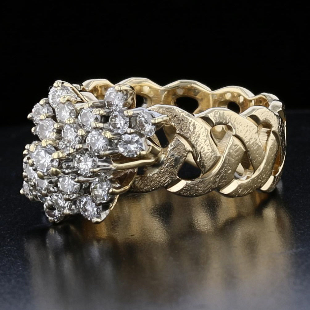 14K Yellow Gold Diamond Cluster Ring