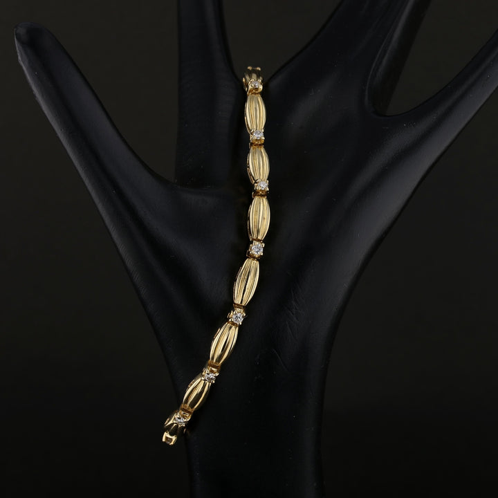 Ribbed Link Diamond Bracelet