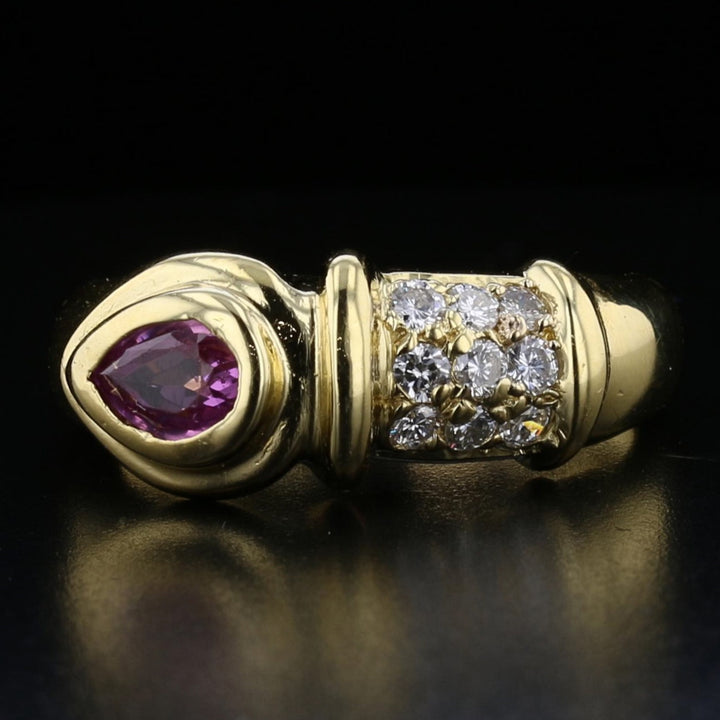 18K Gold Pink Sapphire, Diamond Ring   891080