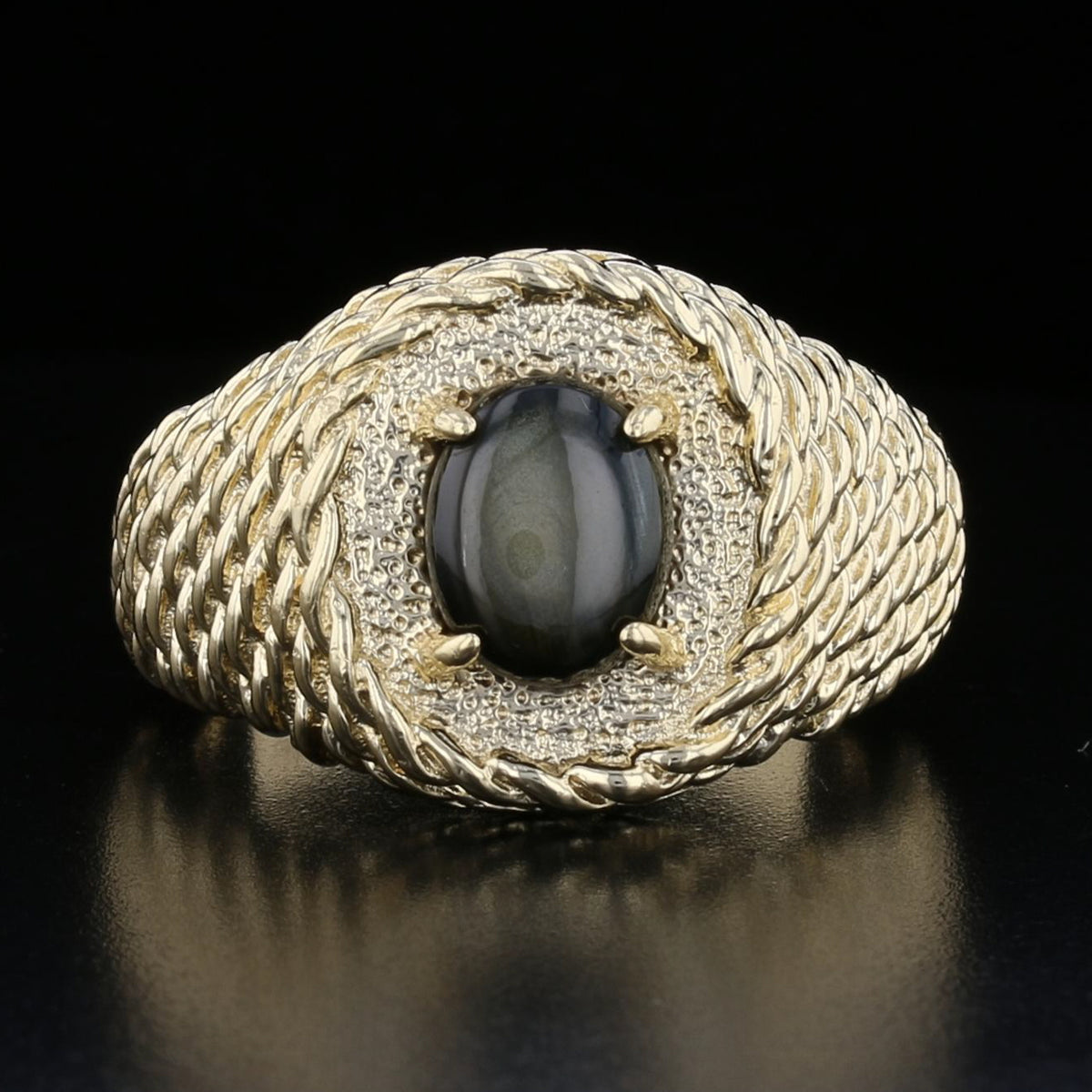 14K Gold Black Star Sapphire Ring