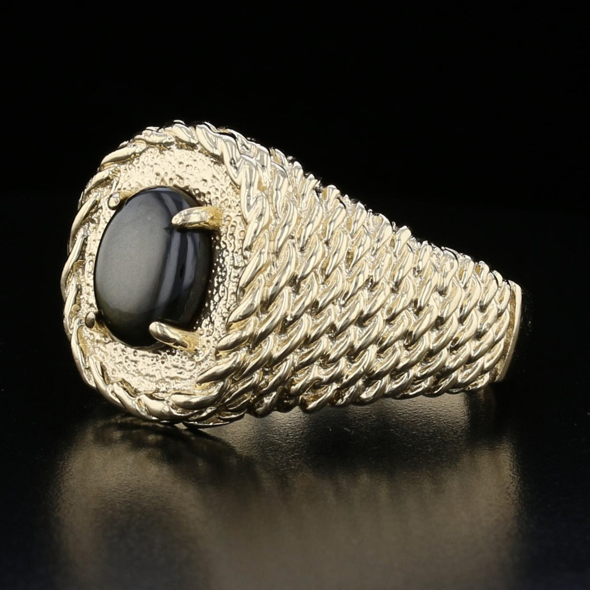 14K Gold Black Star Sapphire Ring