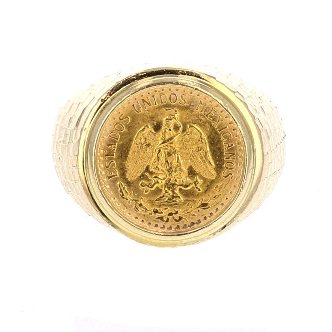14K Gold 2 Pesos Gold Coin Ring