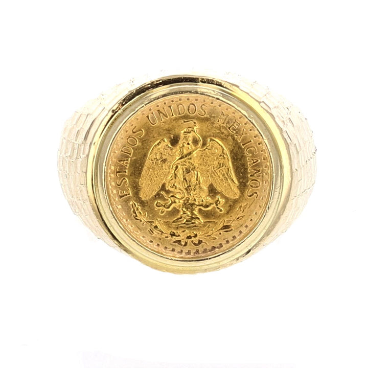 14K Gold 2 Pesos Gold Coin Ring