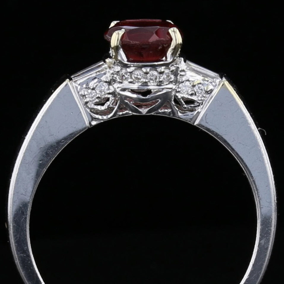 Elegant Garnet & Diamond Engagement/Bridal Ring
