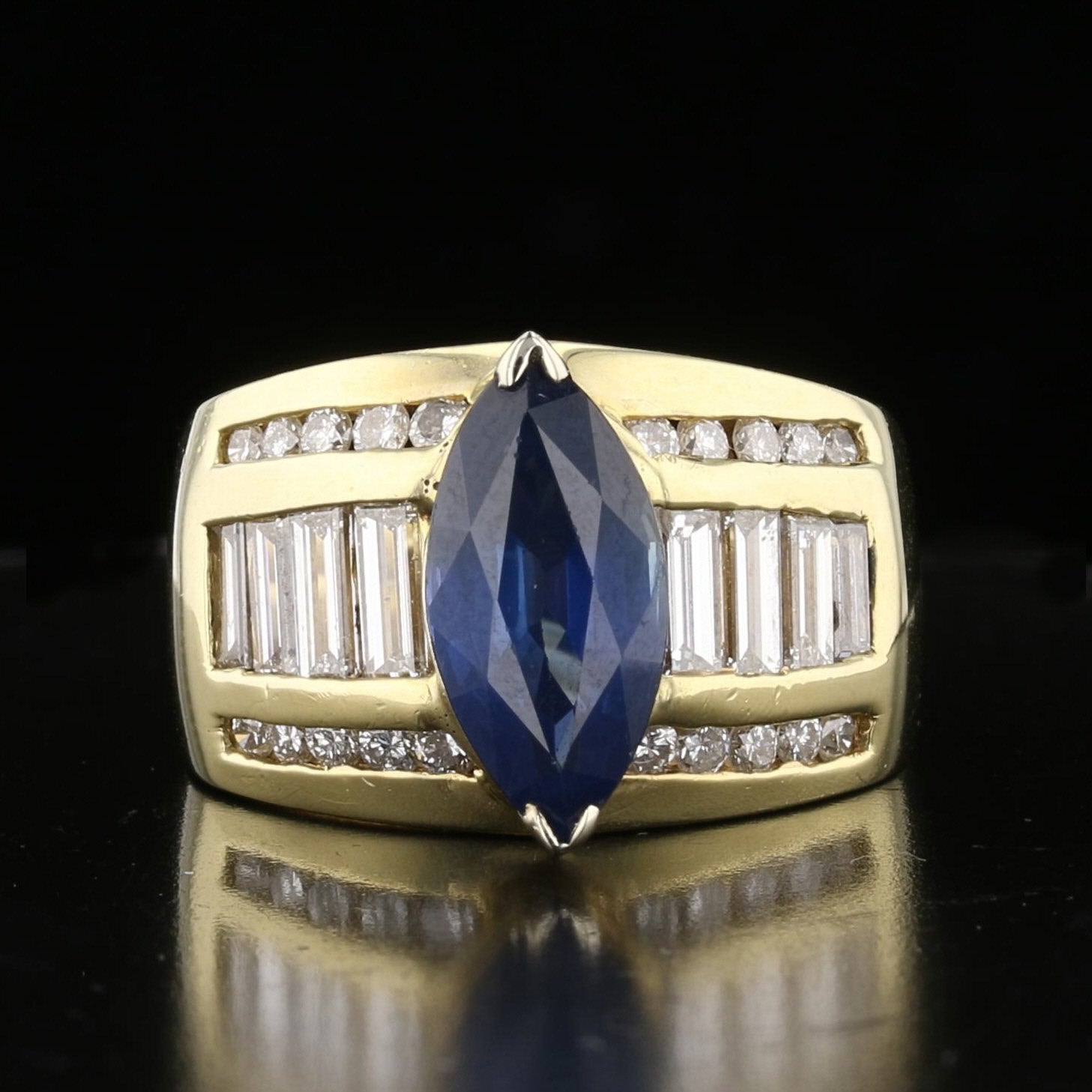Marquise Sapphire & Diamond Ring - David's Antiques & Jewelry