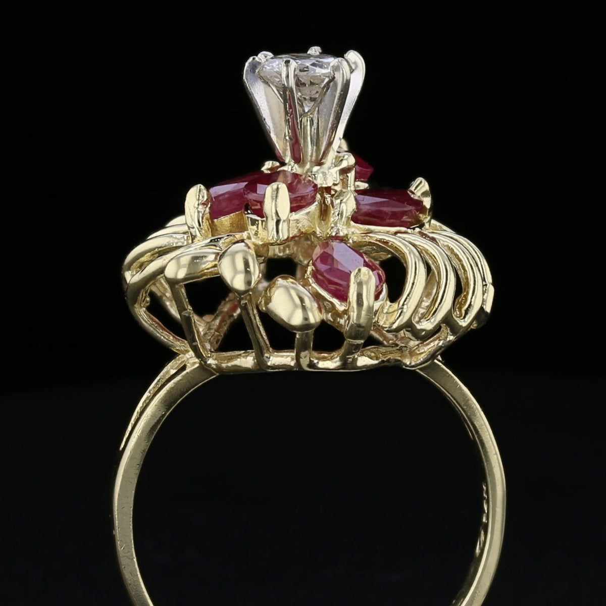 14K Yellow Gold Ruby & Diamond Ring