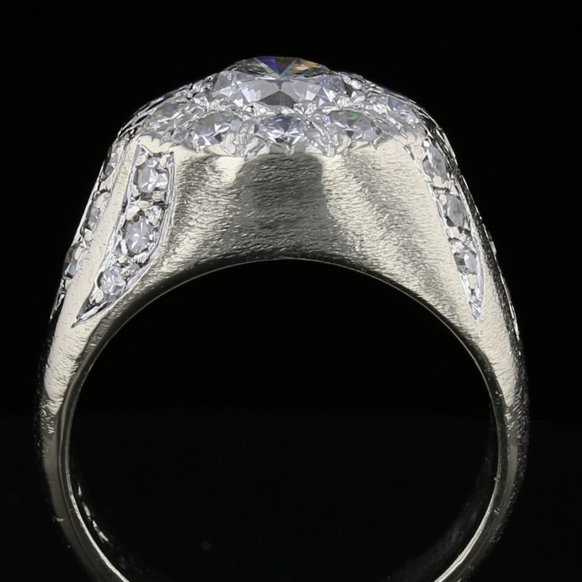 14K White Gold Diamond Ring .98ct Center Stone