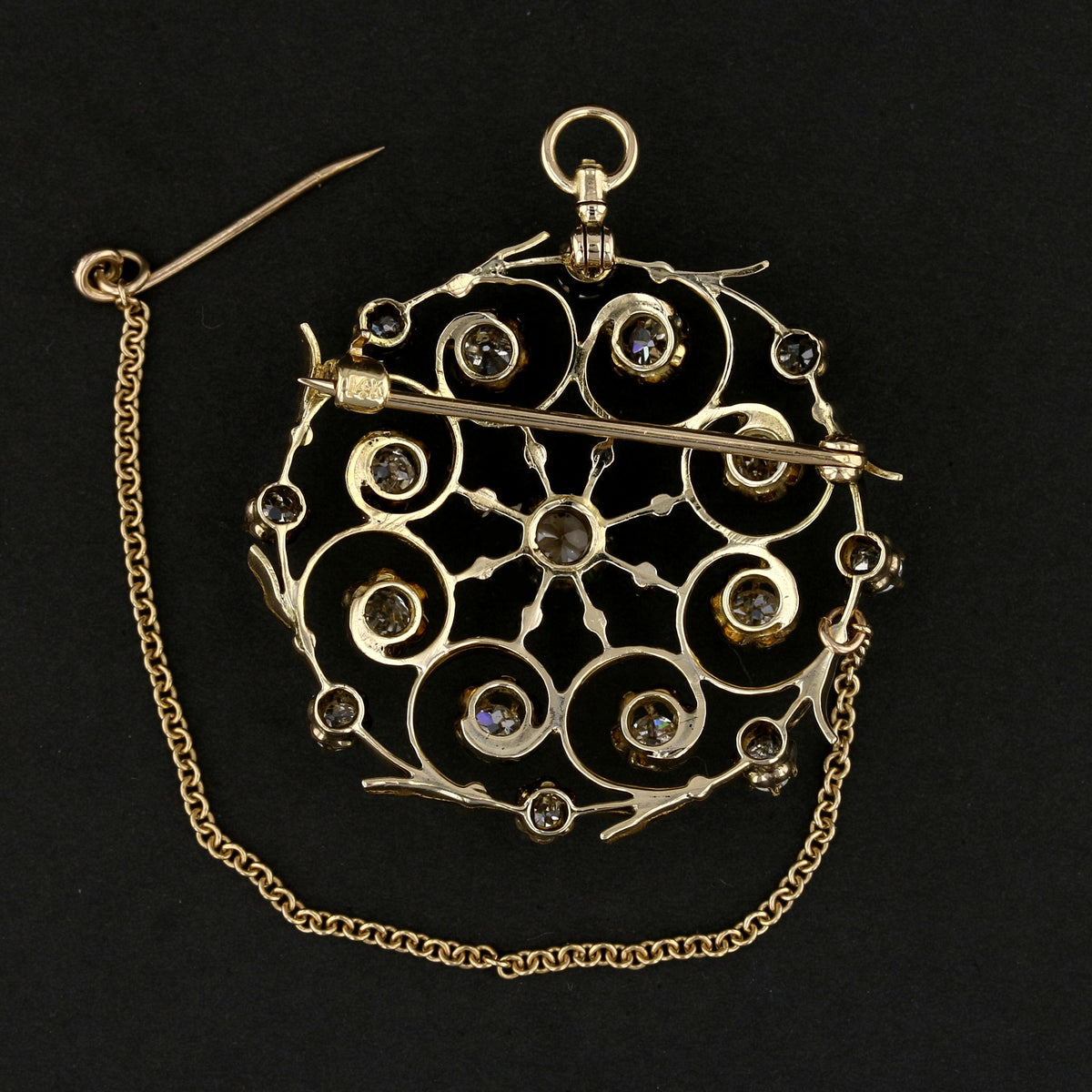 Antique Gold Diamond Brooch