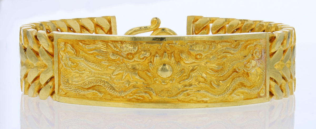 24K Yellow Gold Dragon Bracelet