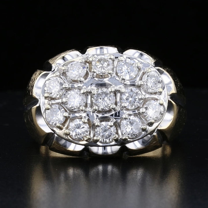 Vintage 14K Yellow Gold Men's 13-Diamond Ring