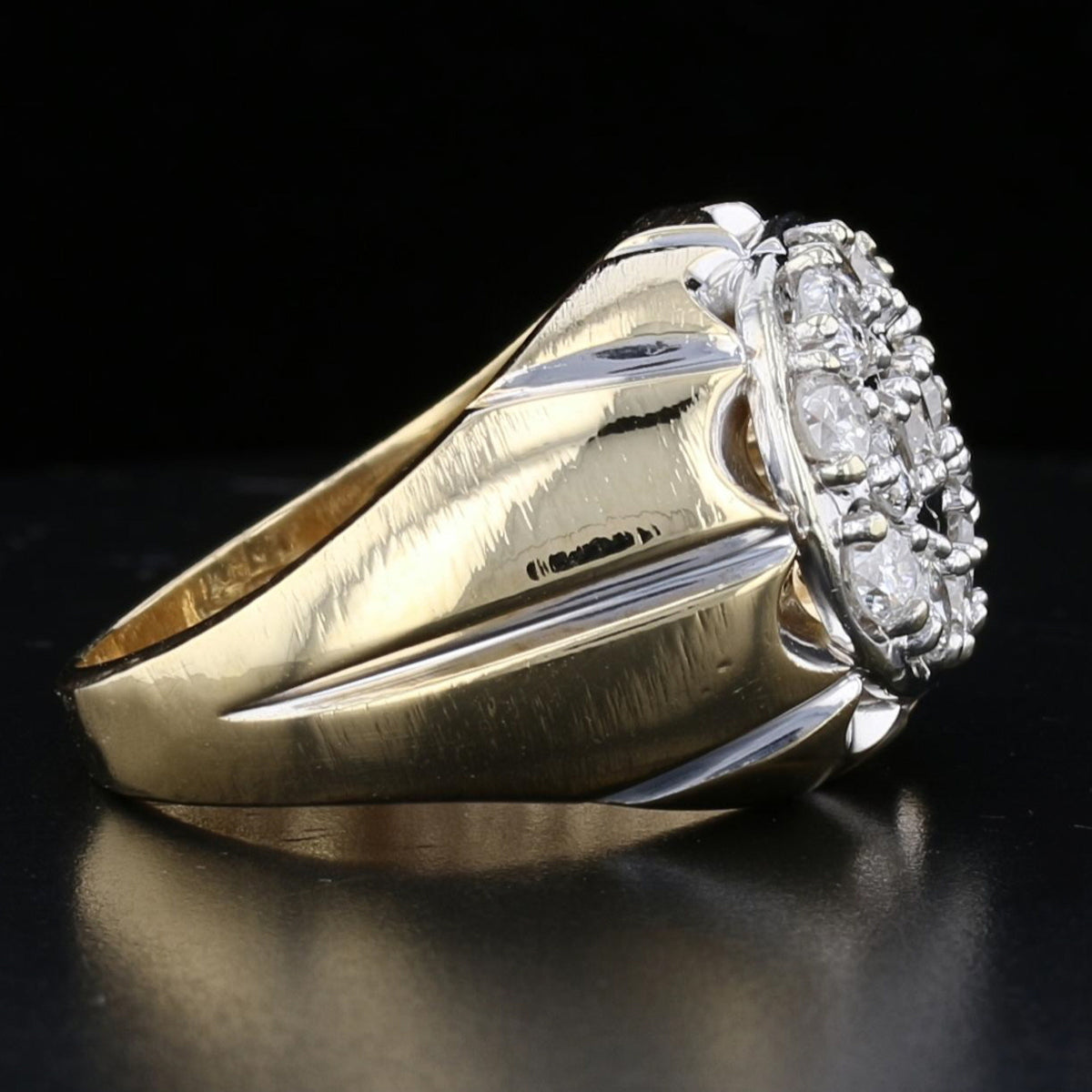 Vintage 14K Yellow Gold Men's 13-Diamond Ring