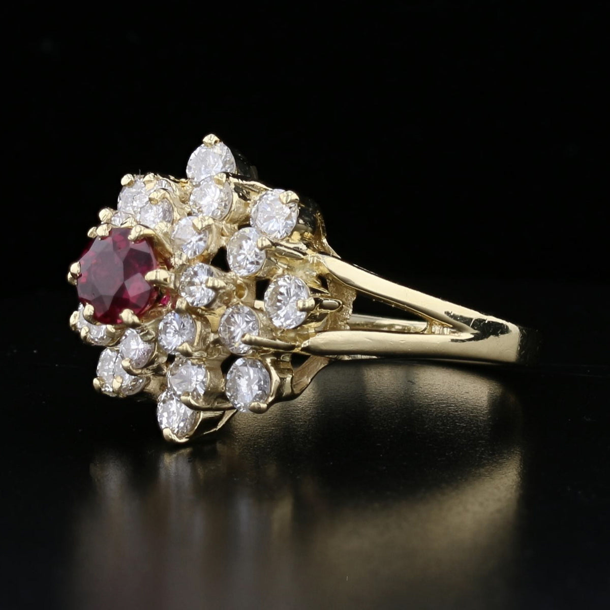 Vintage Yellow Gold Ruby Diamond Ring