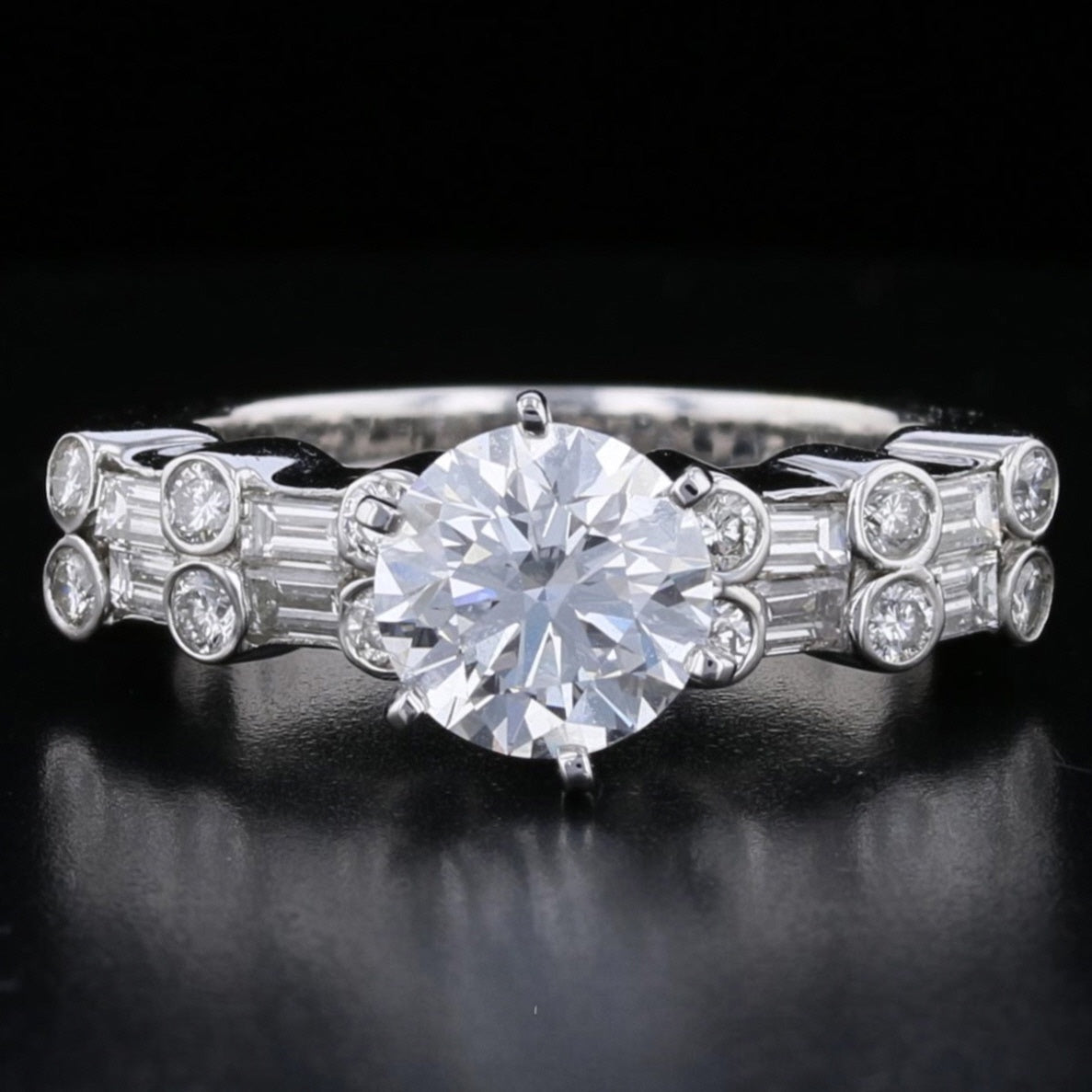 Vintage 18K White Gold Diamond Engagement Ring