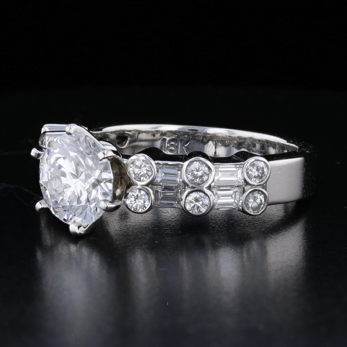 Vintage 18K White Gold Diamond Engagement Ring