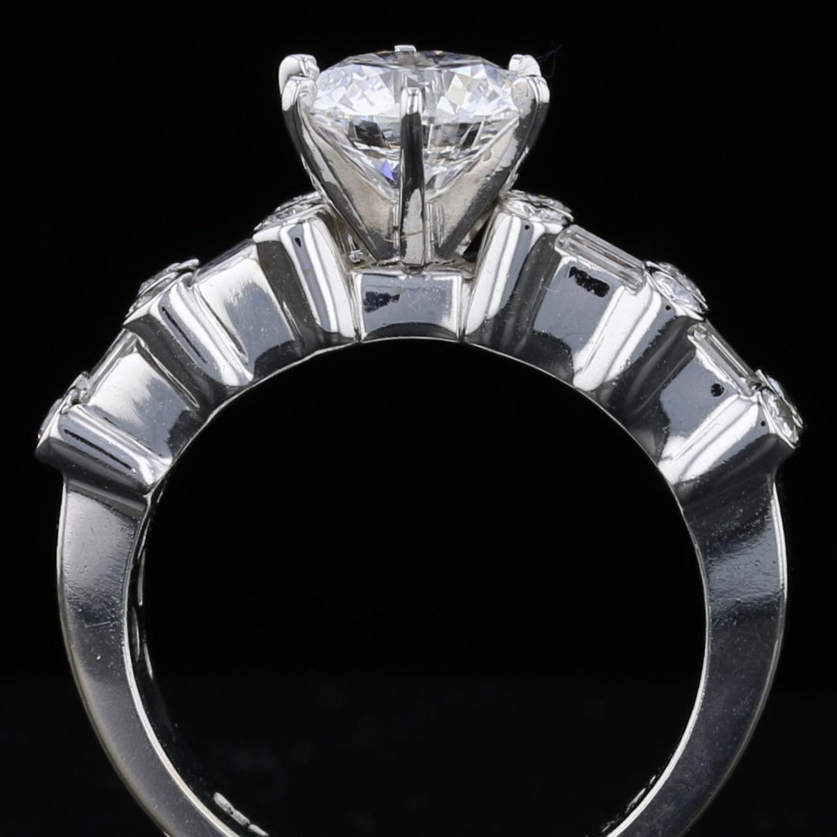 Vintage 18K White Gold Diamond Engagement Ring