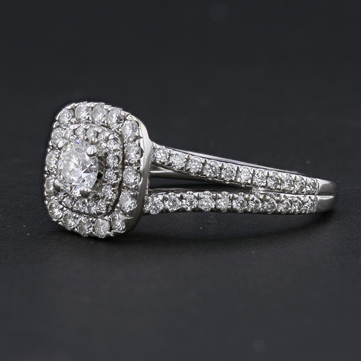 14K White Gold Vintage Diamond Ring (Missing Stone)