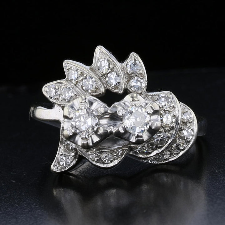 Vintage 14K White Gold Diamond Ring